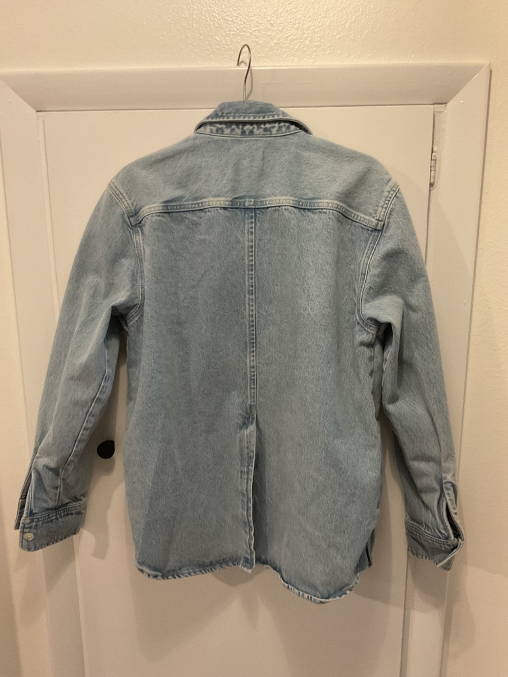 La Ligne Relaxed Fit Distressed Denim Jacket, Size Small, Light Denim Color - Picture 5 of 5